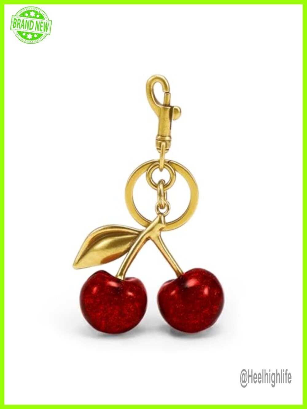 Glitter Cherry Keychain Bag Charm Purse Accessory for Women